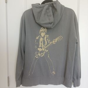 Tom Petty & The Heartbreakers 2010 Gray Zip Hoodie Sweatshirt Guitar Graphic
